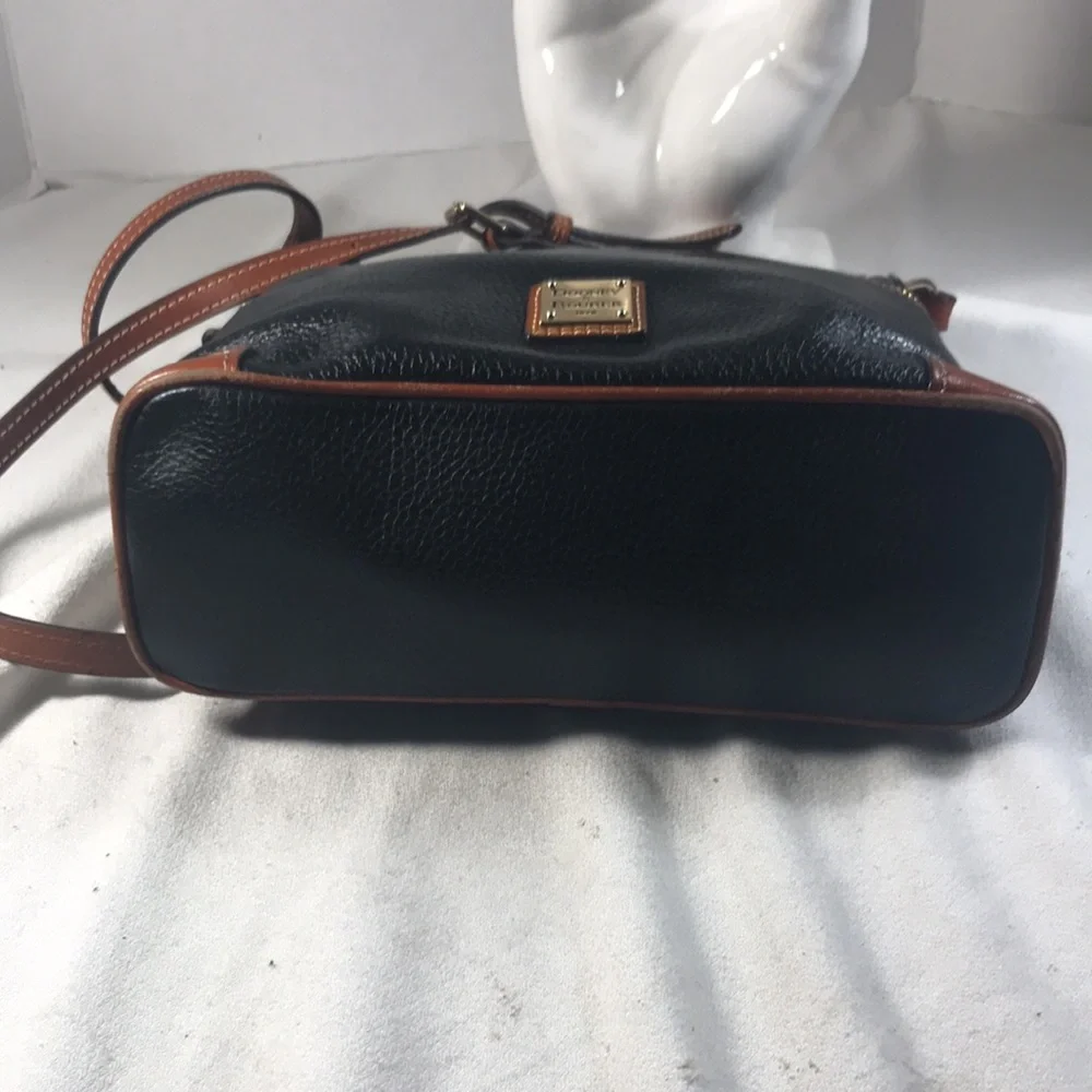 Dooney & Bourke Black and Brown Contrast Pebble Grain Leather Crossbody Bag